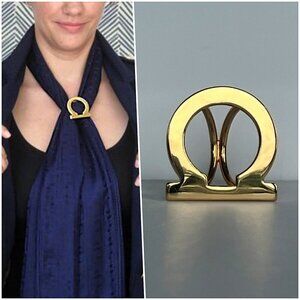 Salvatore Ferragamo IciniChunky Gancini Scarf Ring Gold-tone NWOT